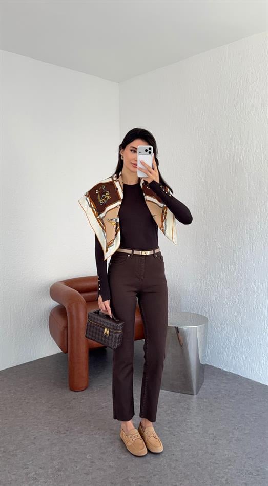 Kahverengi Momfit Jean