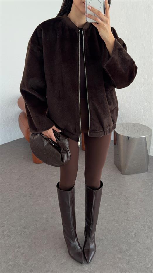 Kahverengi Premium Bomber Ceket