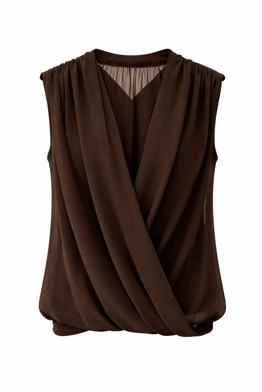 Kahverengi Şifon Bluz