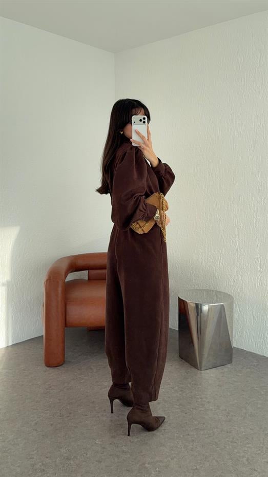 Kahverengi Süet İkili Takım