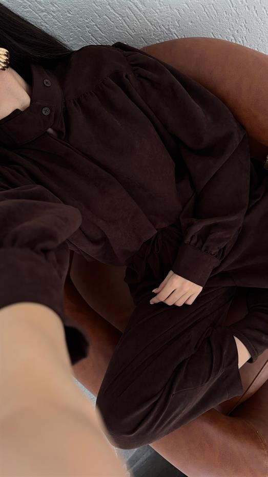 Kahverengi Süet İkili Takım