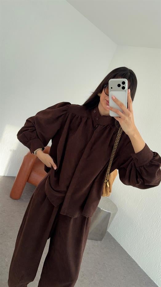 Kahverengi Süet İkili Takım