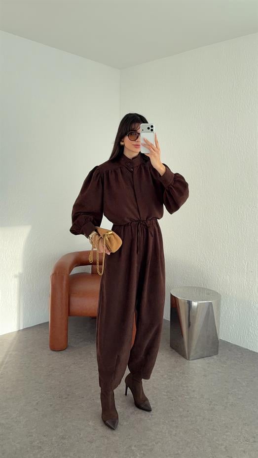 Kahverengi Süet İkili Takım