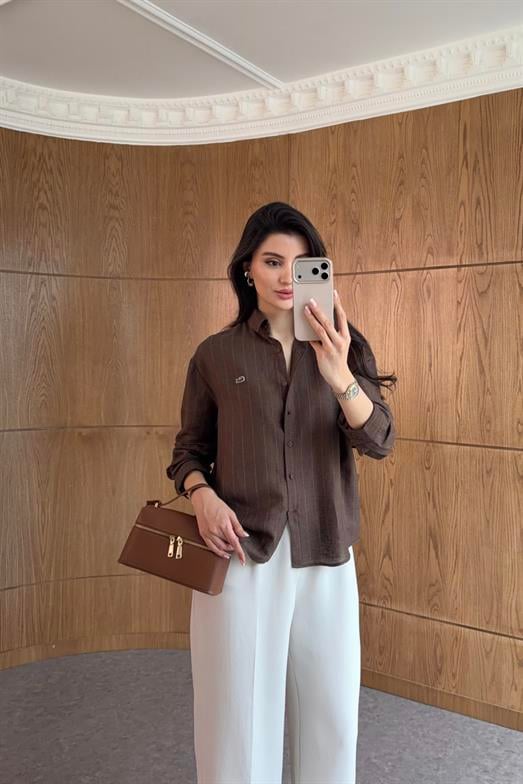 Kahverengi Tül Gömlek