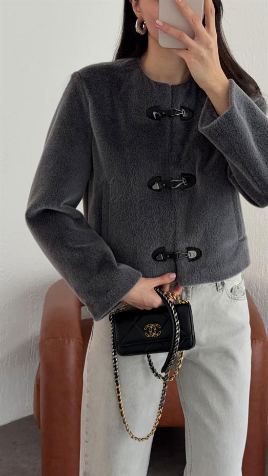 Kancalı Antrasit Teddy Ceket