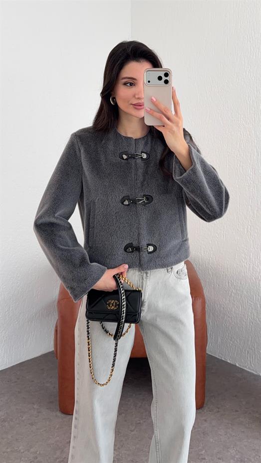 Kancalı Antrasit Teddy Ceket