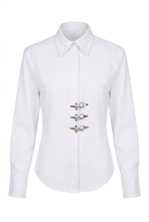 Kancalı Beyaz Gömlek