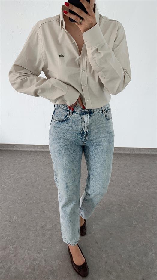 Kar Yıkamalı Momfit Jean