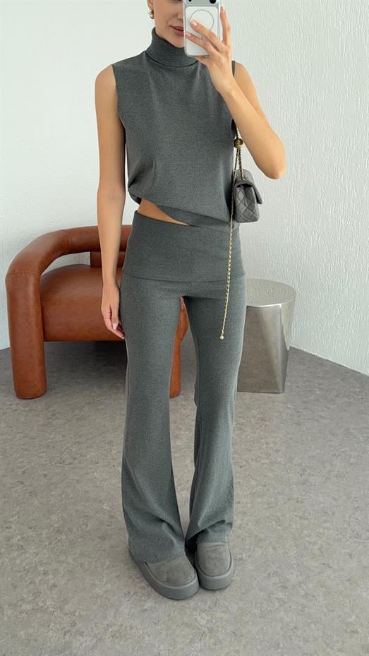 Katlı Antrasit Pantolon