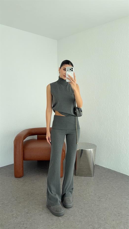 Katlı Antrasit Pantolon