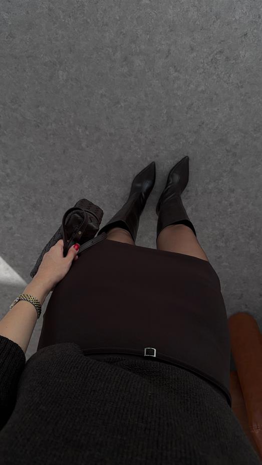 Kemerli Acı Kahve Şort Etek