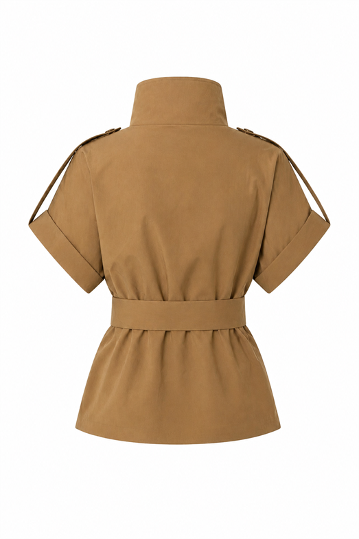 Kemerli Camel Premium Trenç Yelek