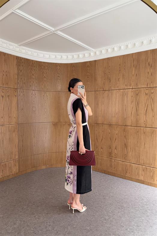 Kemerli Şakayık Kimono Elbise