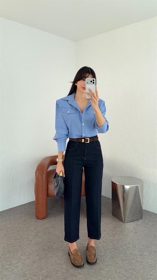 Kemerli Skatter Koyu Jean