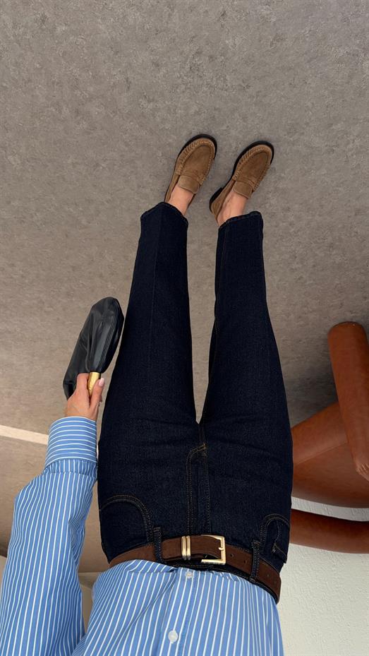 Kemerli Skatter Koyu Jean