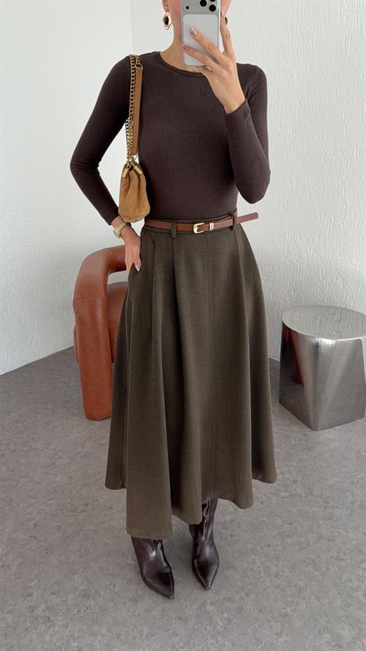 Kemerli Uzun Kahve Etek