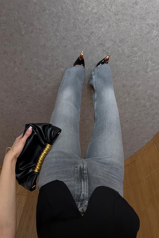 Kesik Paça Antrasit Jean