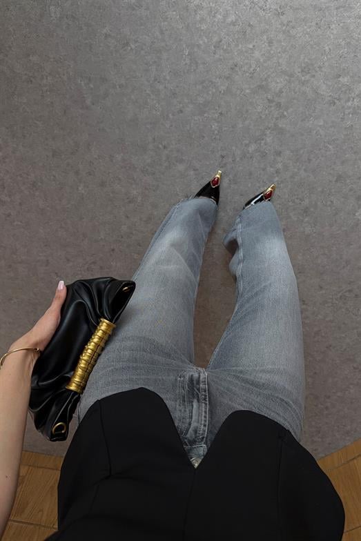 Kesik Paça Antrasit Jean