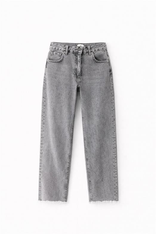 Kesik Paça Boyfit Füme Pantolon