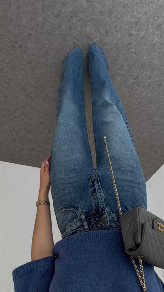 Kesik Paça Mavi Palazzo Jean