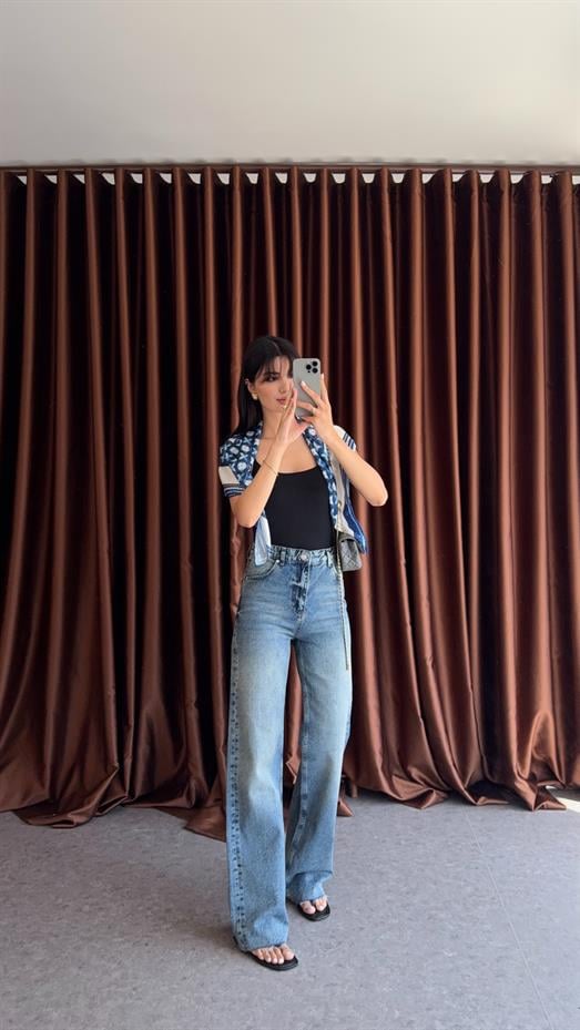 Kesik Paça Mavi Premium Jean