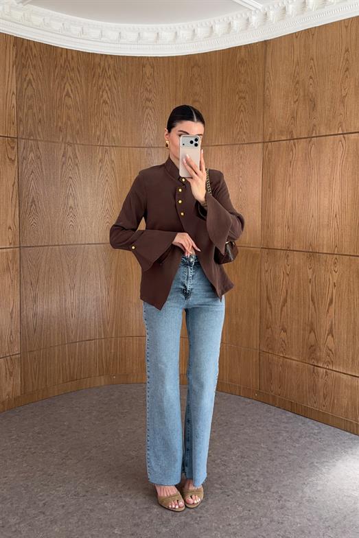 Kesik Paça Mavi Push-up Jean