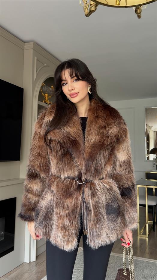 Kestane Kemerli Tüylü Özel Seri Kürk