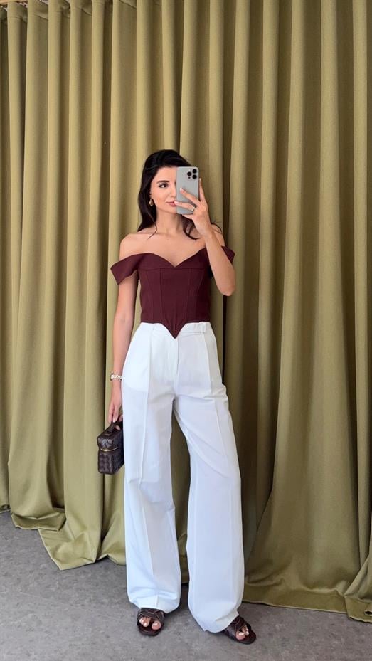 Keten Karışımlı Beyaz Pantolon