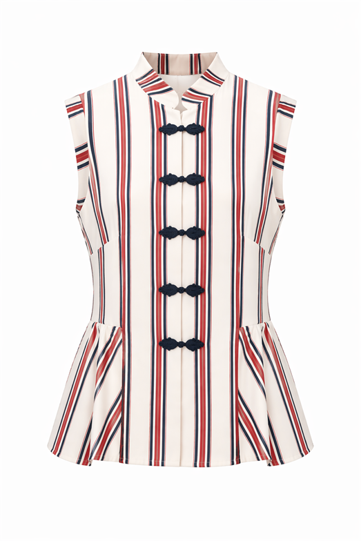 Kırmızı Çizgili Napolyon Bluz