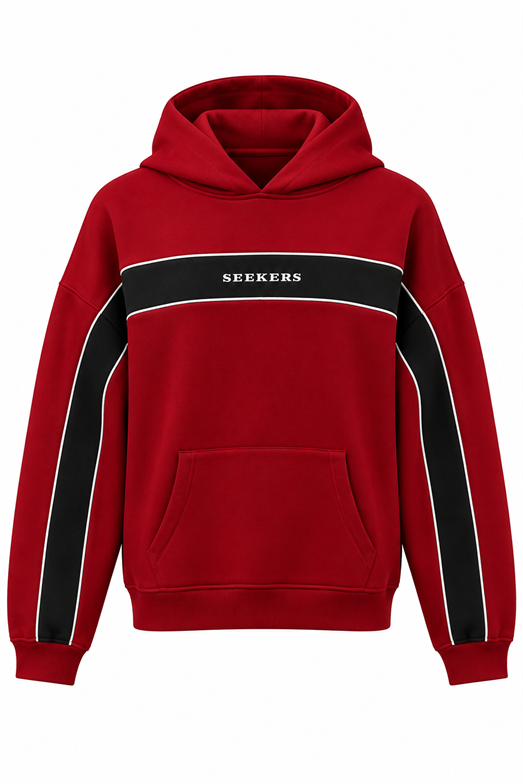Kırmızı Şeritli Kanguru Sweatshirt
