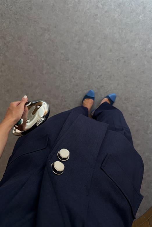 Kısa Kollu Blazer-Pantolon Lacivert Takım