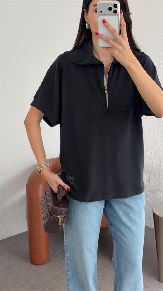 Kısa Kollu Modal Antrasit Sweat