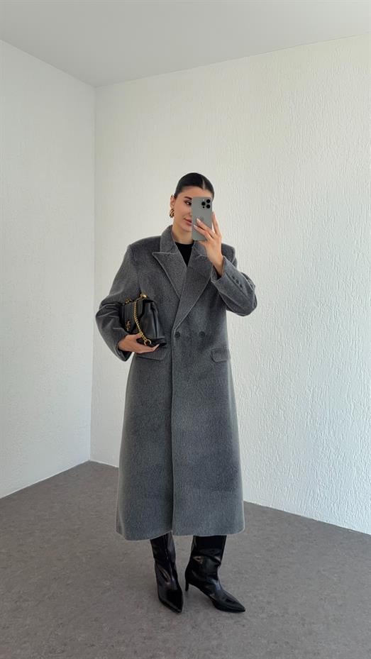 Kısa Sakallı Antrasit Kaban