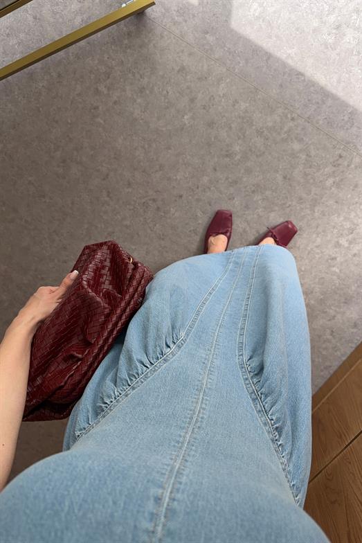 Kolsuz A Kesim Denim Mavi Elbise