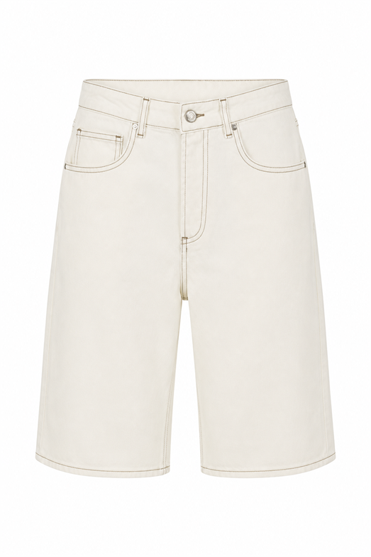Kontrast Dikişli Bermuda Denim Şort