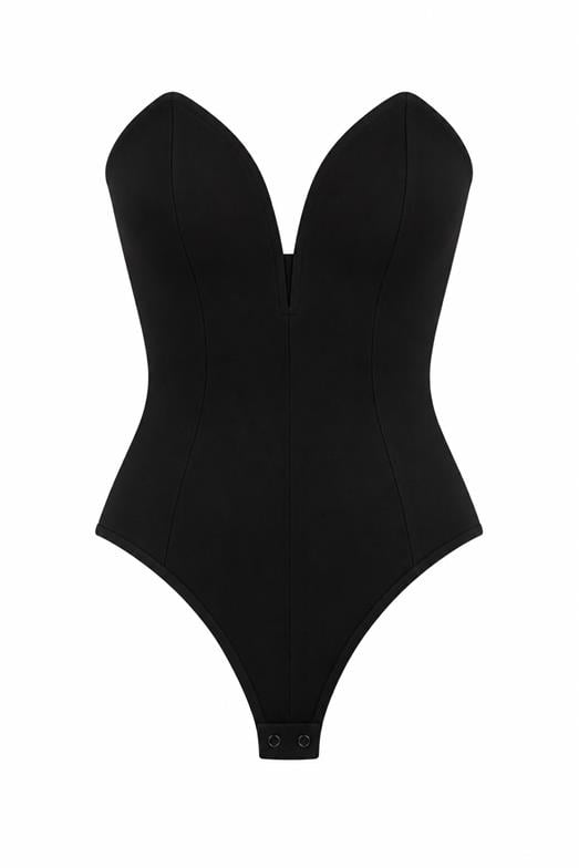 Korse Form Siyah Bodysuit