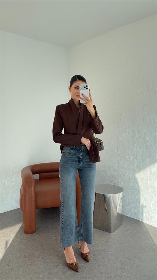 Koyu Kar Yıkamalı Flare Jean