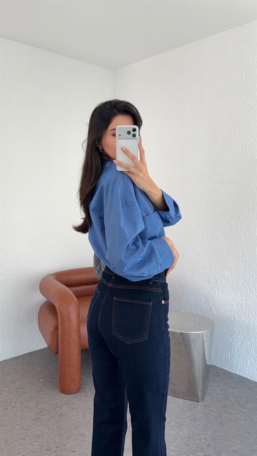 Koyu Lacivert Momfit Jean