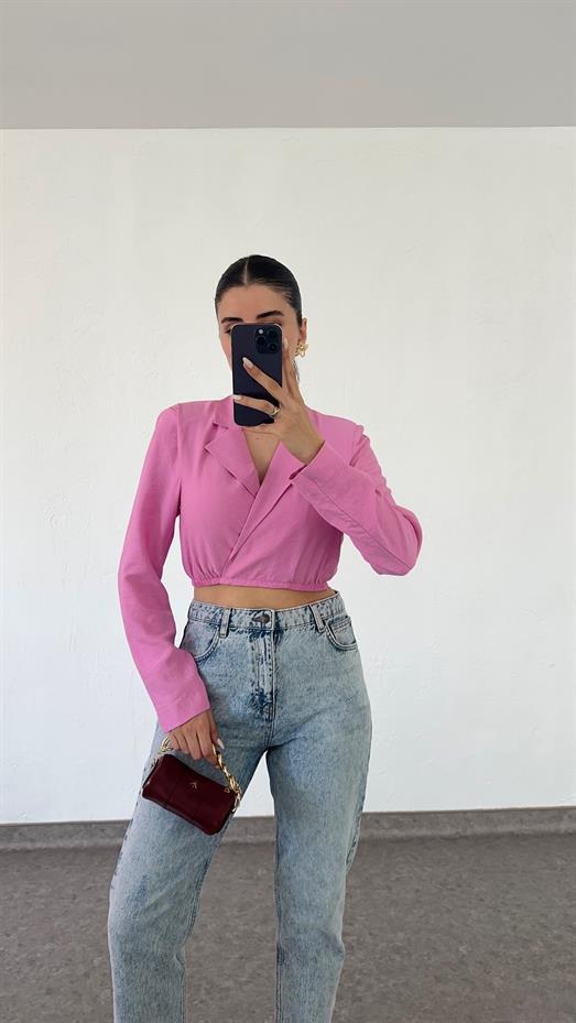 Kruvaze Pembe Ceket