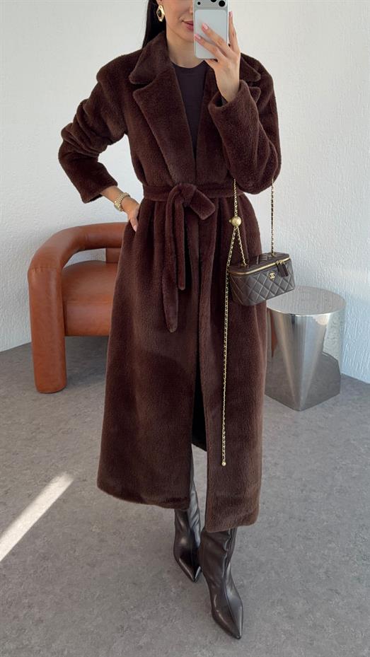 Kuşaklı Premium Acı Kahve Uzun Kürk