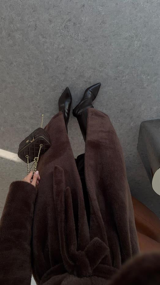 Kuşaklı Premium Acı Kahve Uzun Kürk