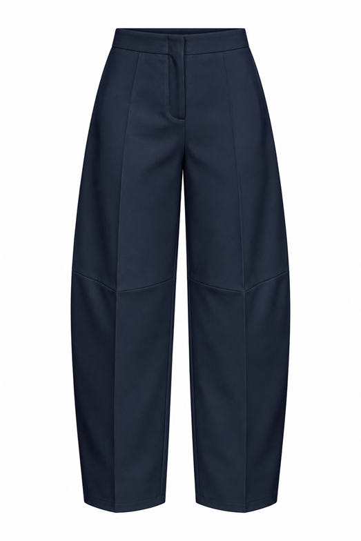 Lacivert Barrel Fit Kumaş Pantolon