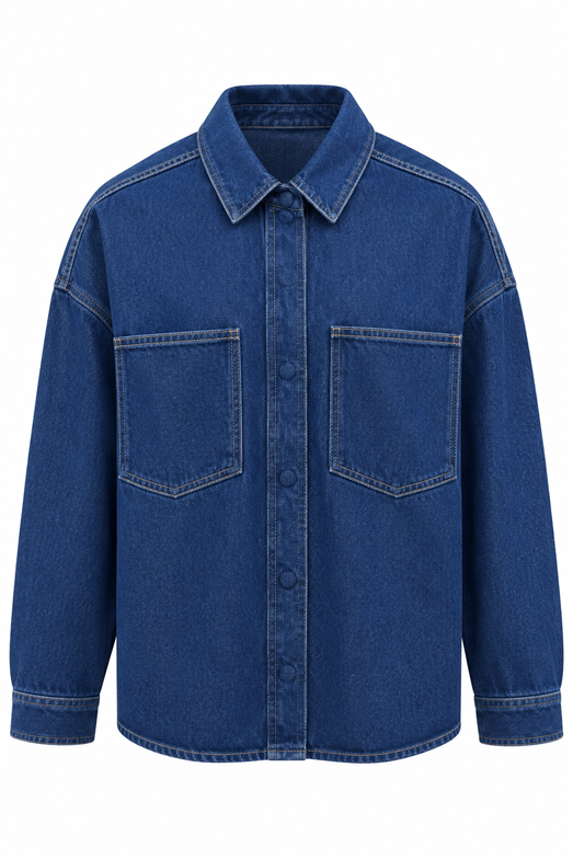Lacivert Denim Gömlek Ceket