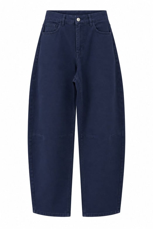 Lacivert Soft Barrel Denim Pantolon
