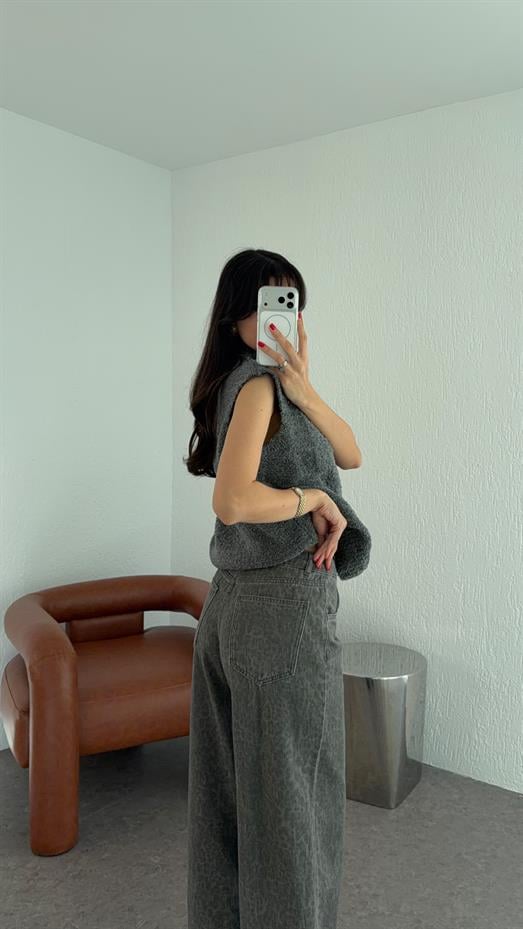 Leopar Desenli Gri Jean