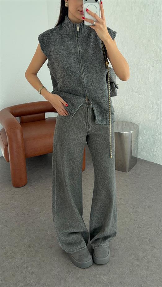 Leopar Desenli Gri Jean