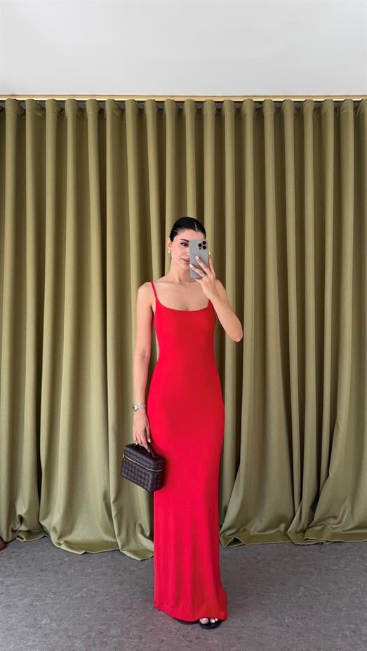 Likralı Basic Kırmızı Elbise