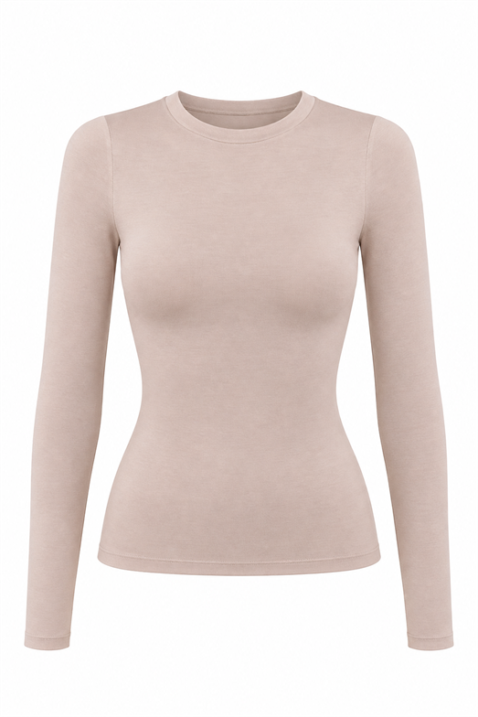 Likralı Basic Nude Bluz