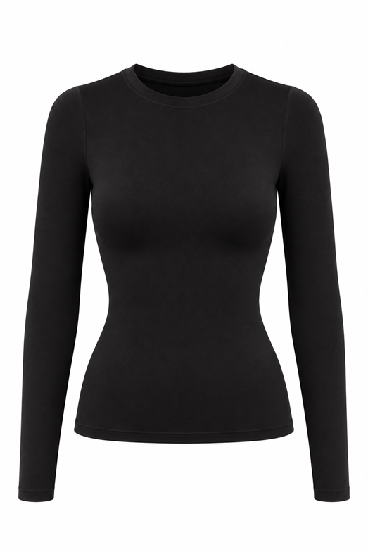 Likralı Basic Siyah Bluz