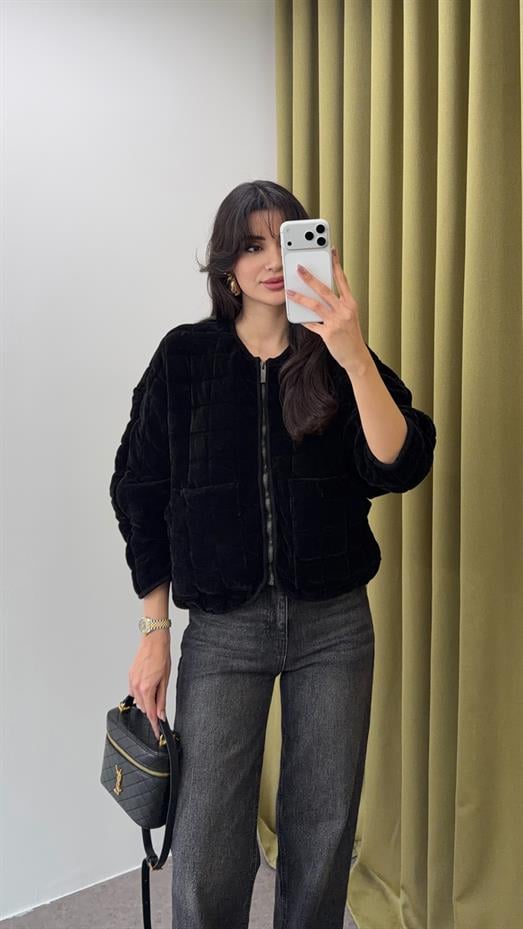 Likralı Kadife Ceket